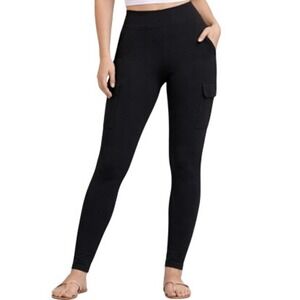 Spyder Active Womens Black High Rise Cargo Pocket Stretch Leggings Size XL